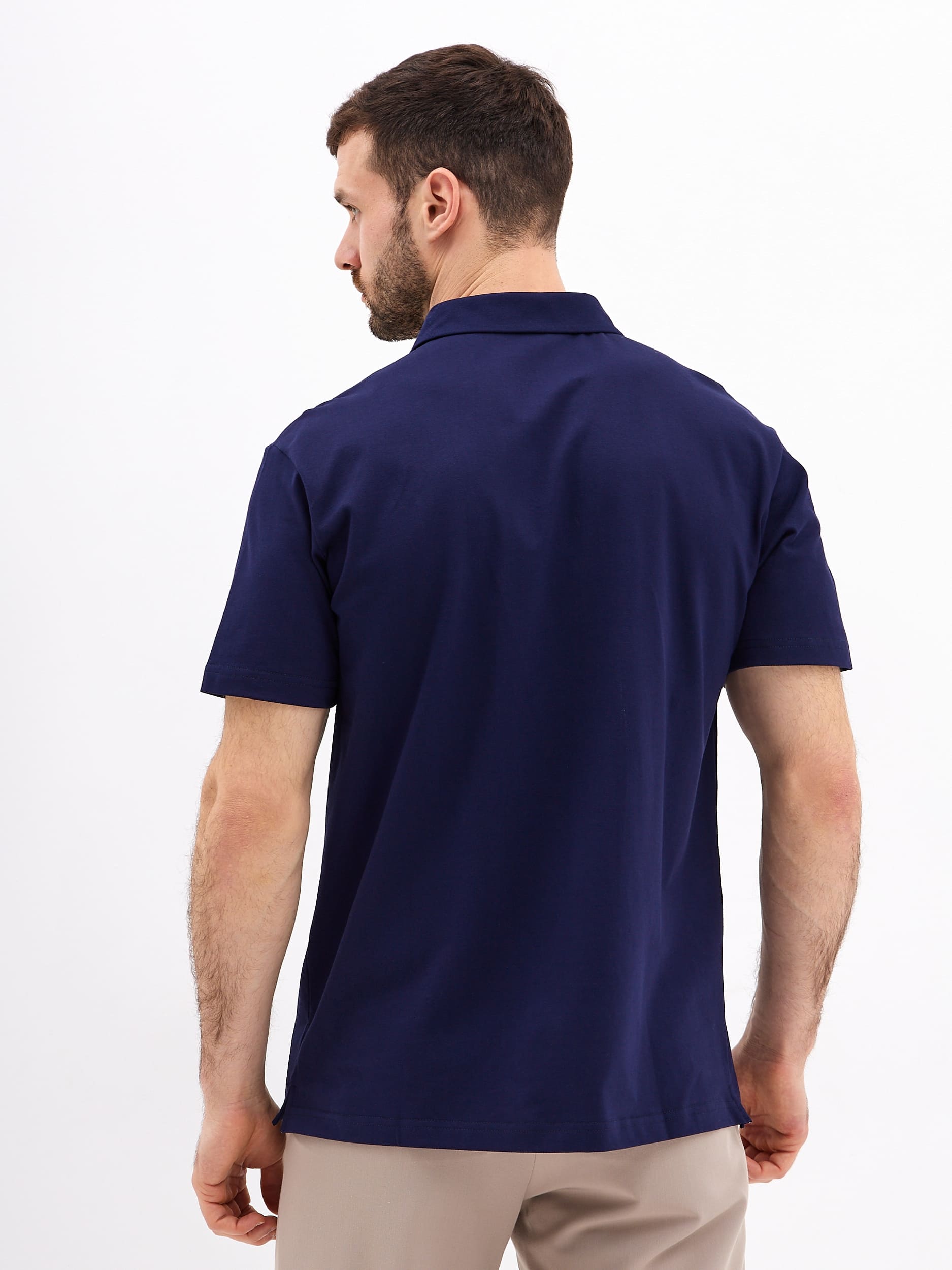 G144-PO1246T-SAS5105 (синий) Джемпер мужской с воротником поло короткий рукав