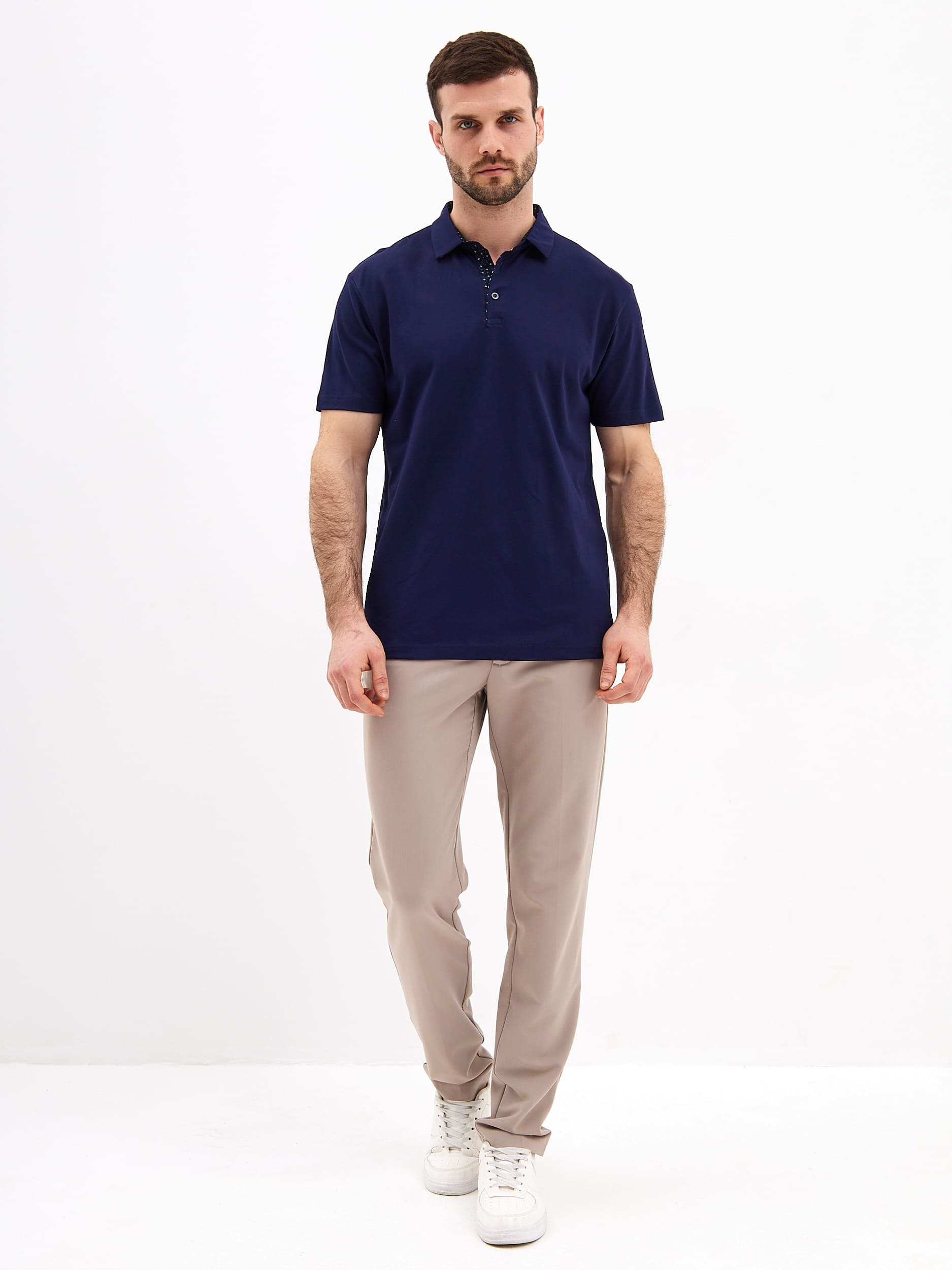 G144-PO1246T-SAS5105 (синий) Джемпер мужской с воротником поло короткий рукав