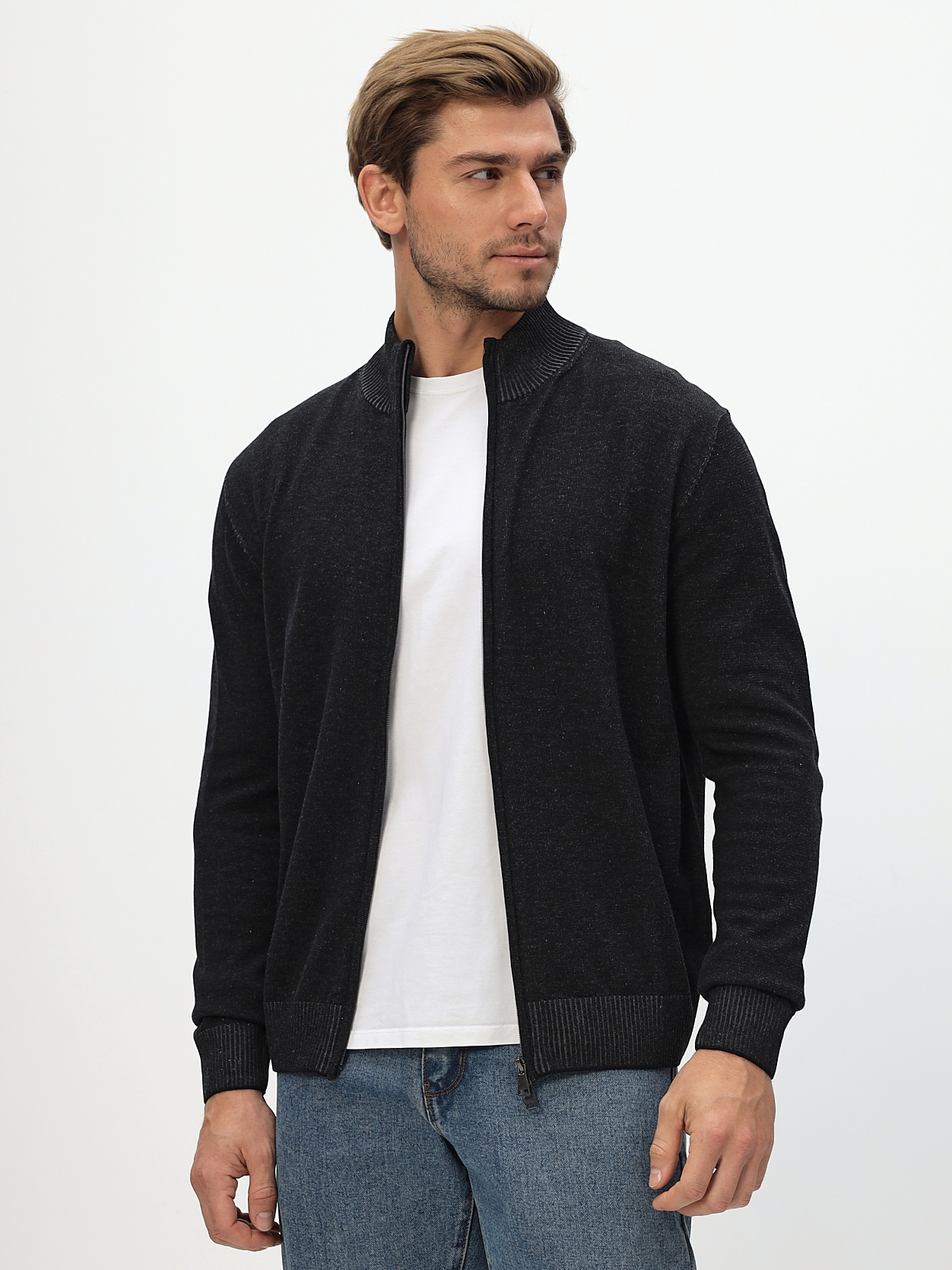 G139-60VB ванизе (чёрн./серый) Кардиган мужской