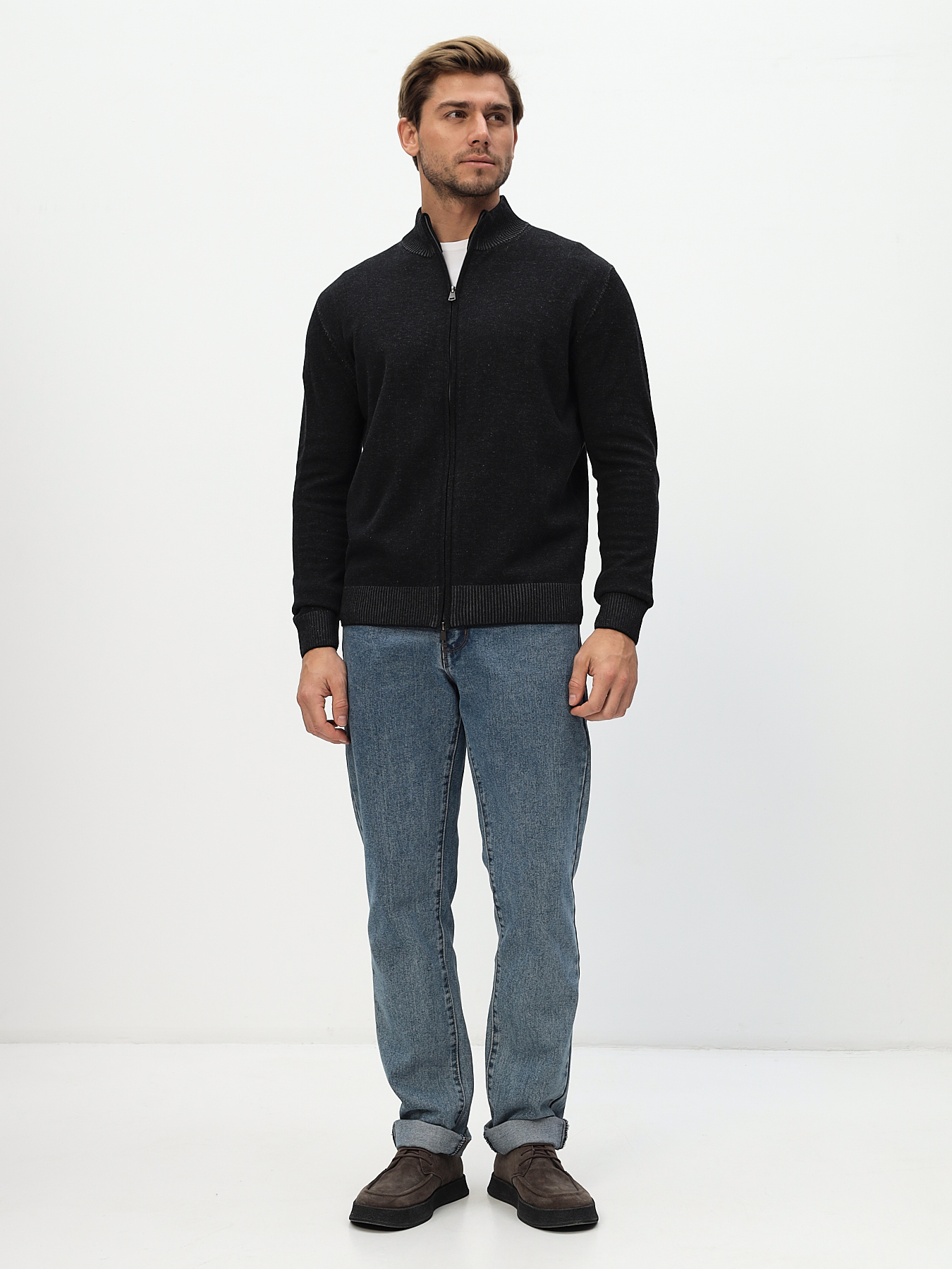 G139-60VB ванизе (чёрн./серый) Кардиган мужской