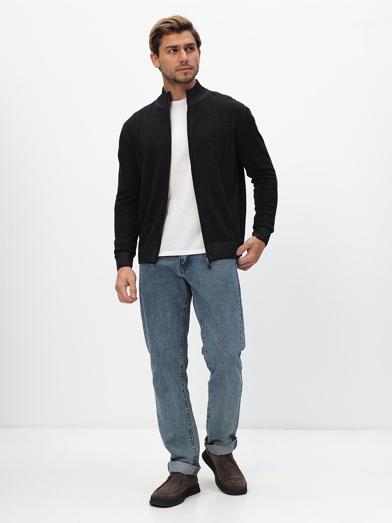 G139-60VB ванизе (чёрн./серый) Кардиган мужской