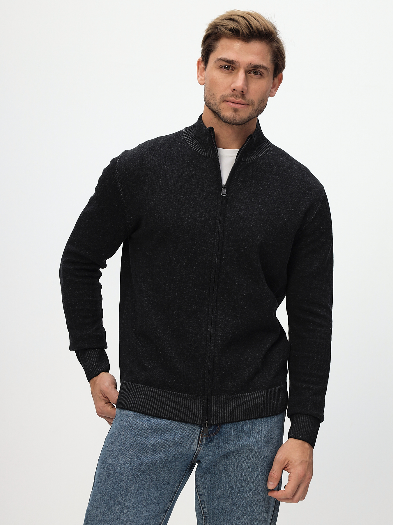 G139-60VB ванизе (чёрн./серый) Кардиган мужской