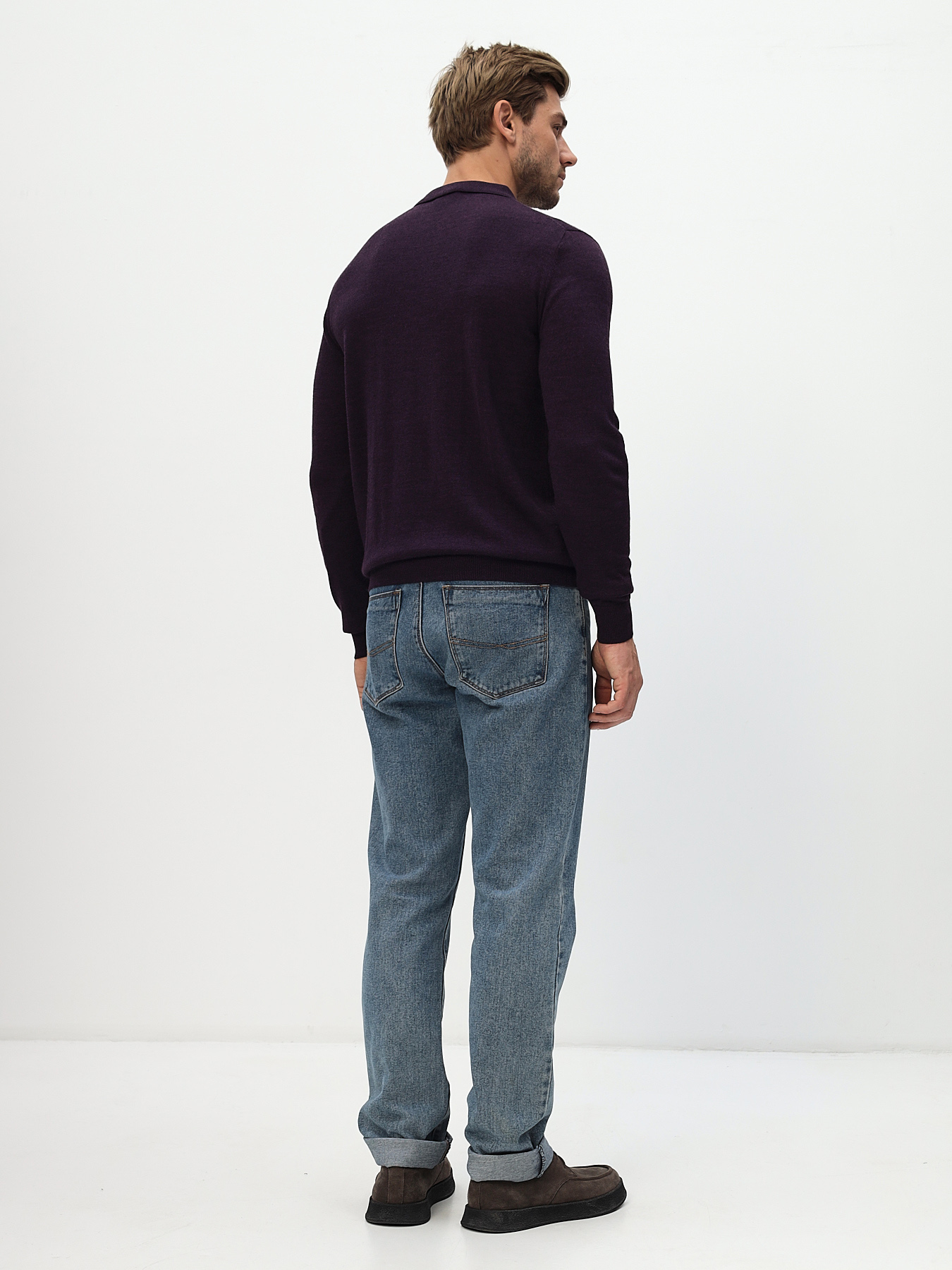 G128-CT 180194 (фиолет) Джемпер мужской с воротником поло