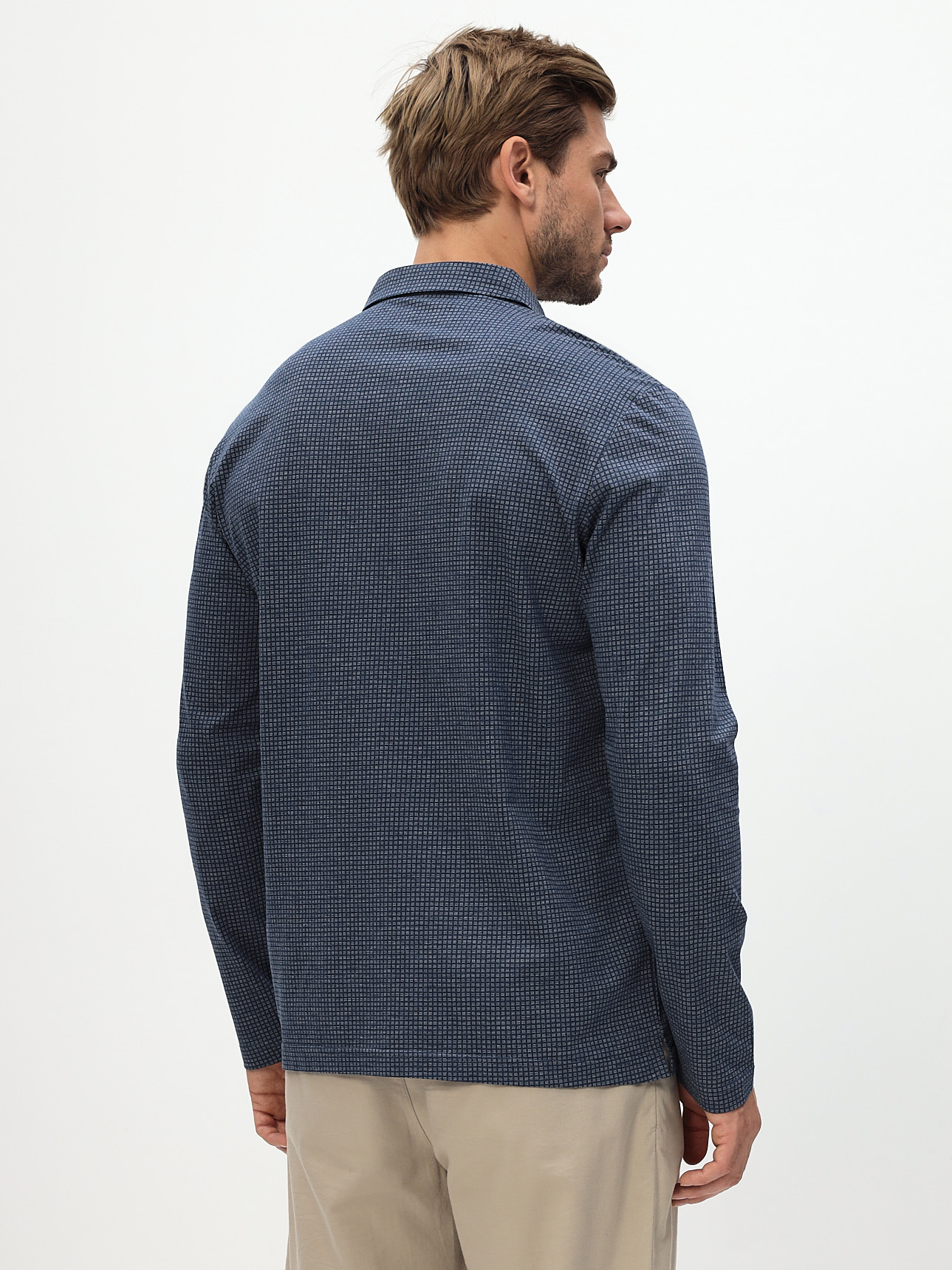 G155-TD1246-LT6954 (синий) Джемпер мужской с воротником поло