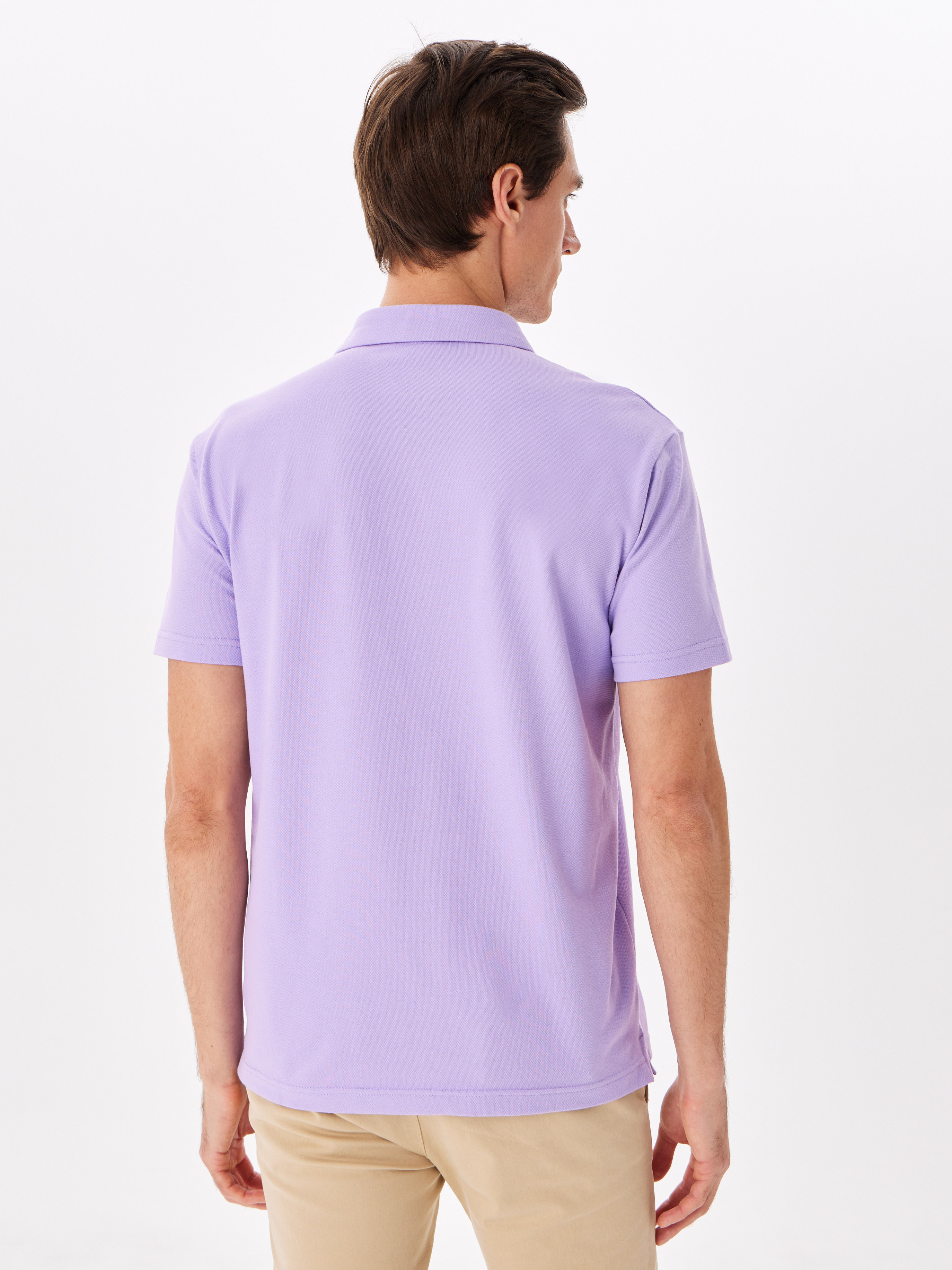 G144-PO124T-SA1051 (сиреневый) Джемпер мужской с воротником поло короткий рукав