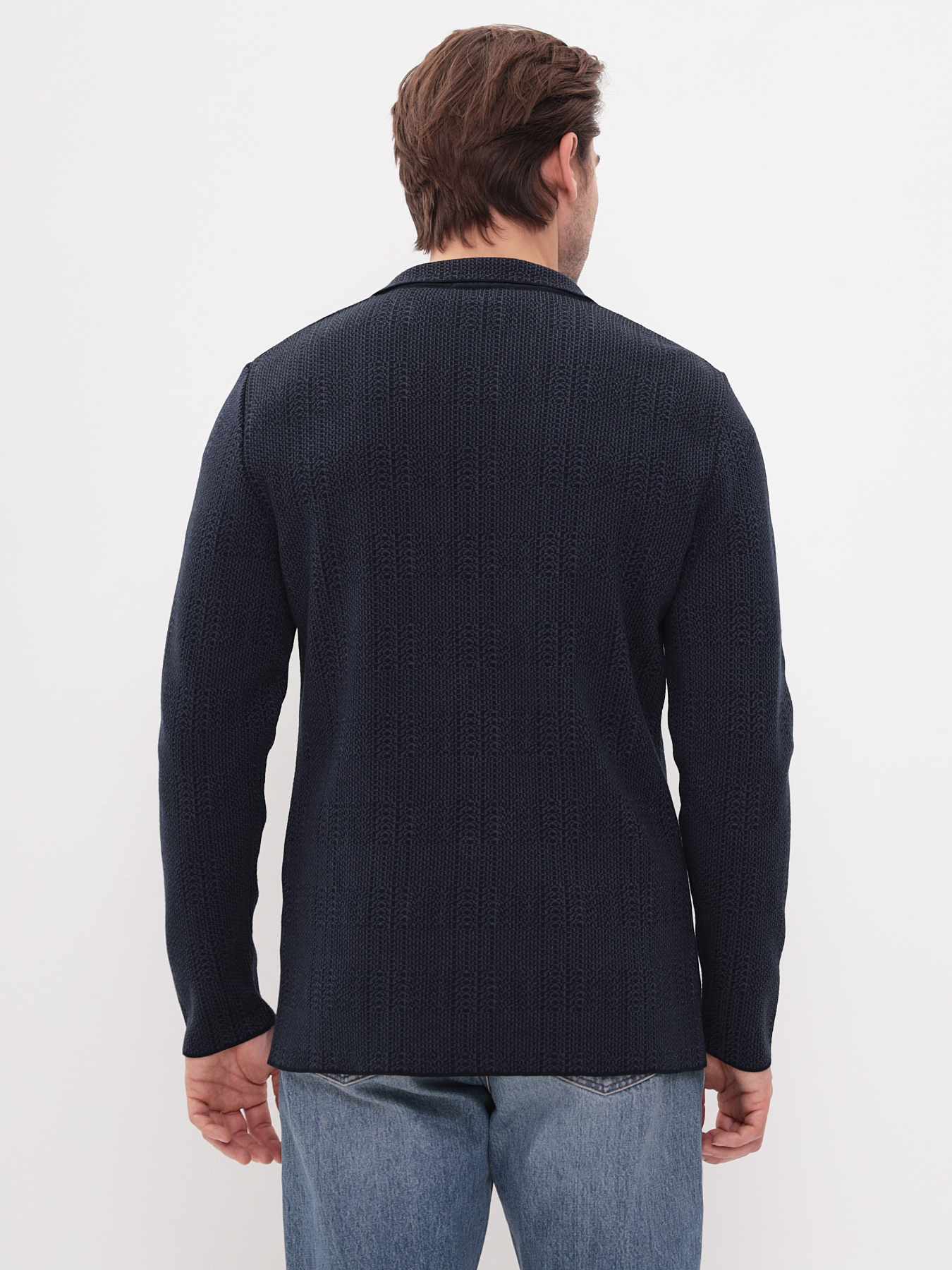 G136-KF-клетка (т.синий 530/345) Кардиган мужской