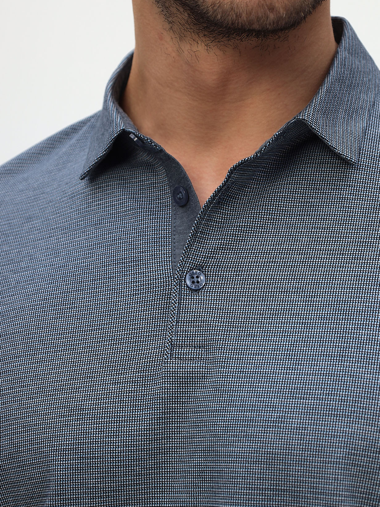 G155-TD1246-LT6952 (синий) Джемпер мужской с воротником поло