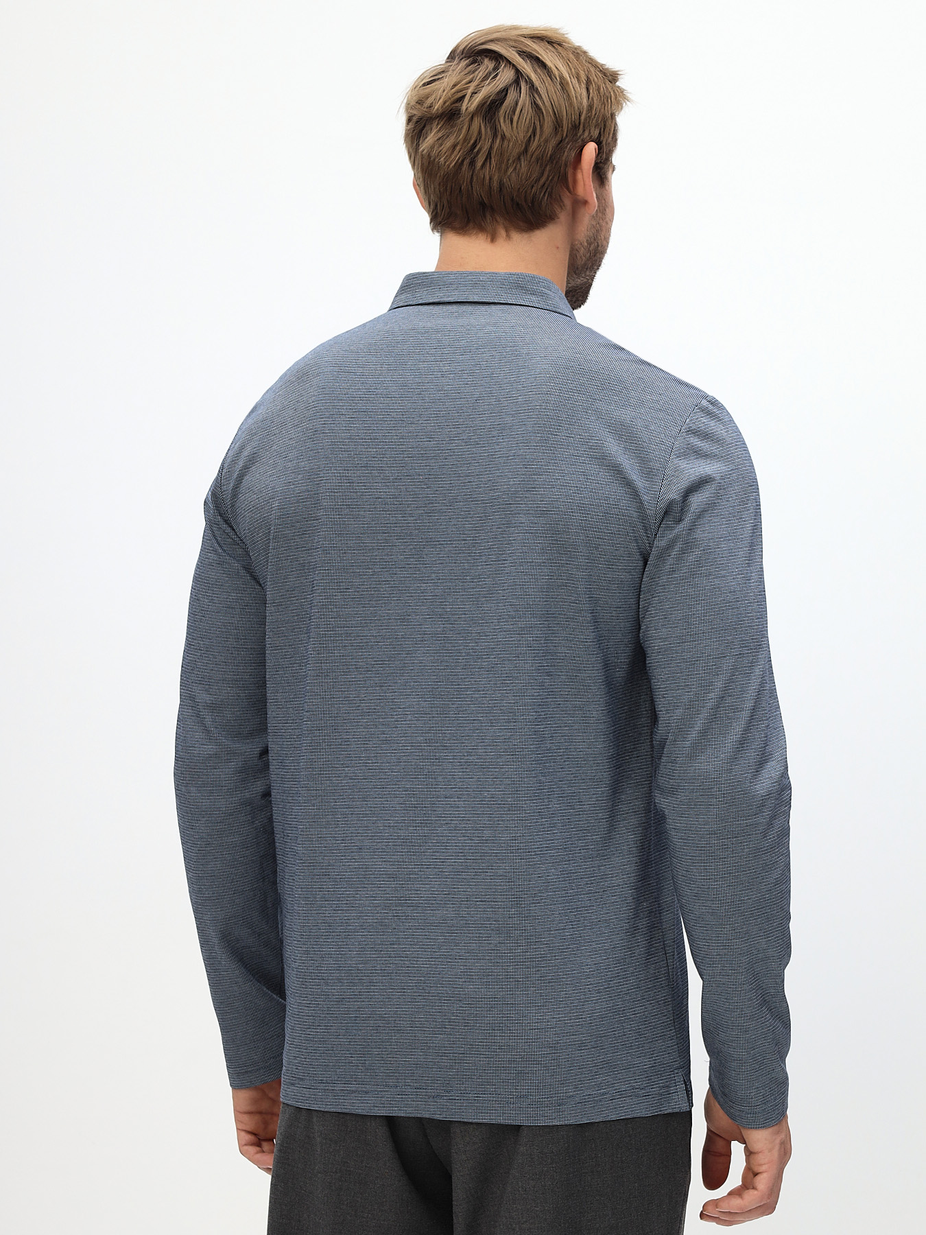 G155-TD1246-LT6952 (синий) Джемпер мужской с воротником поло