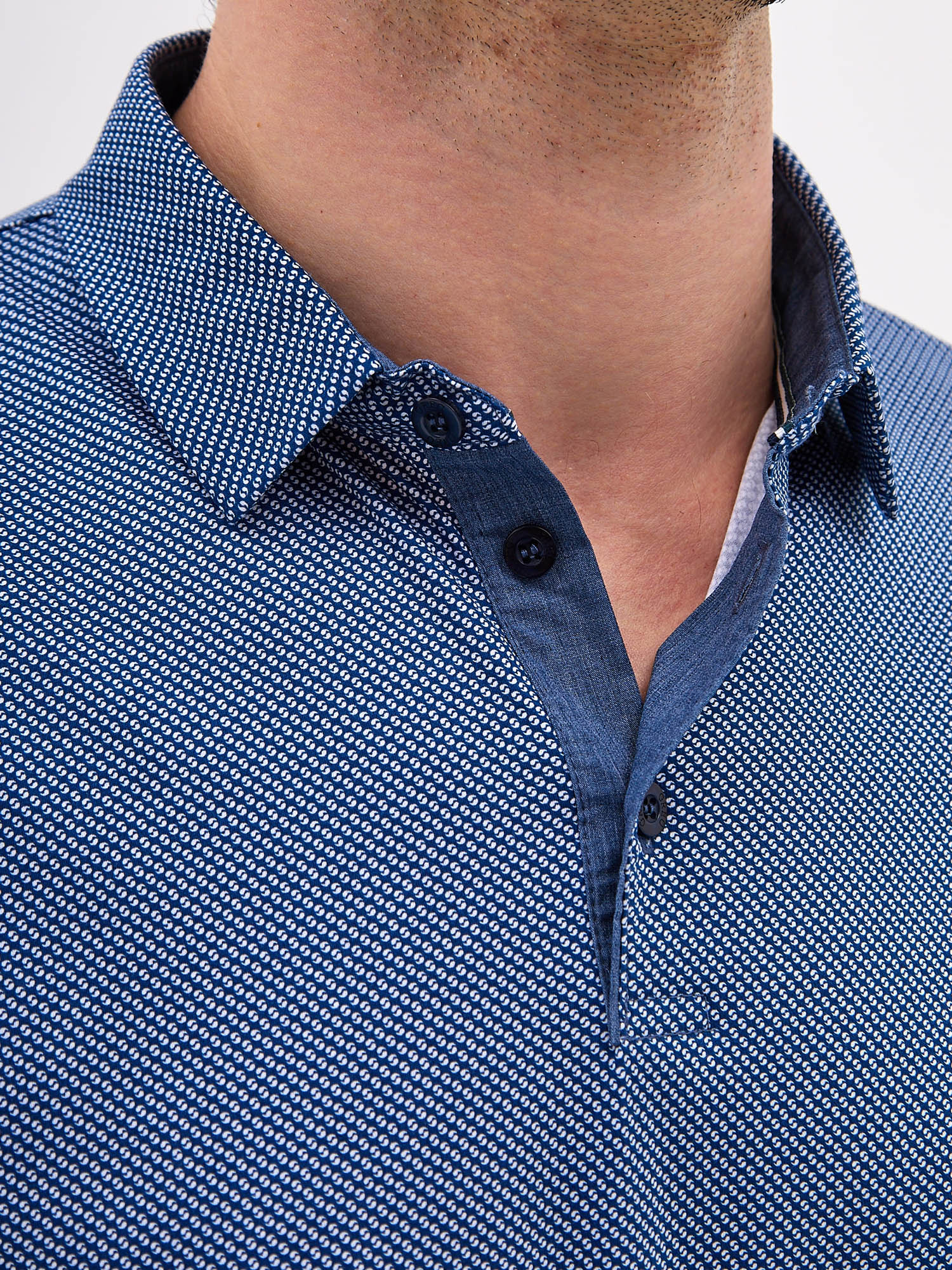 G144-TD124T-LT4617 (синий) Джемпер мужской с воротником поло короткий рукав