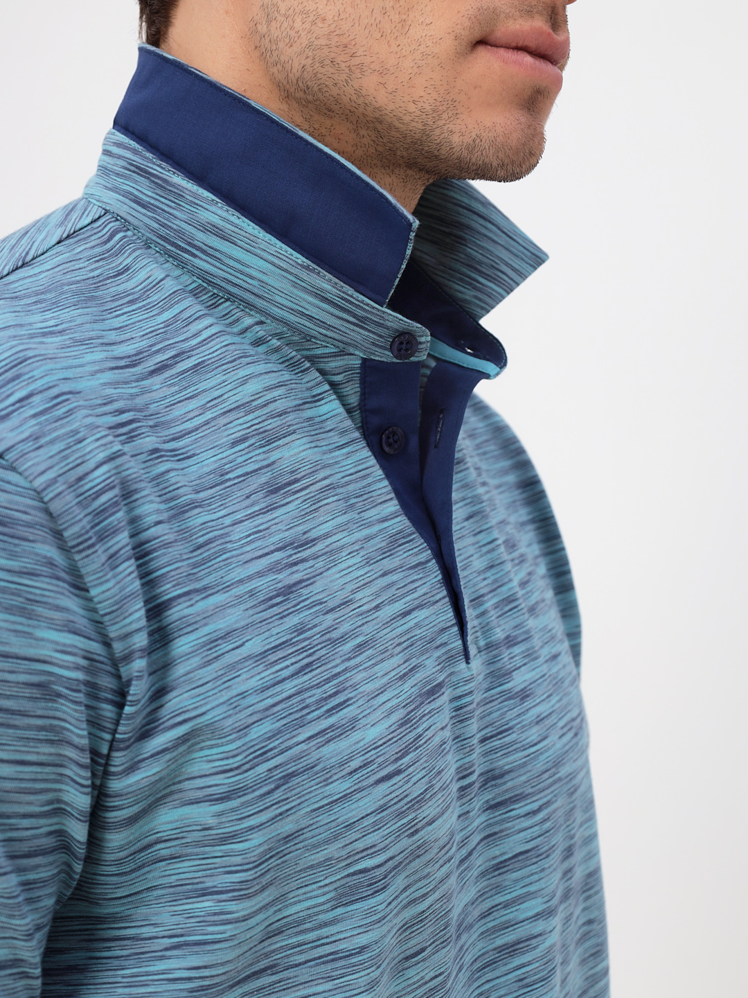 G144-KM1246T-OR1051 (бирюзовый)_V Джемпер мужской с воротником поло короткий рукав