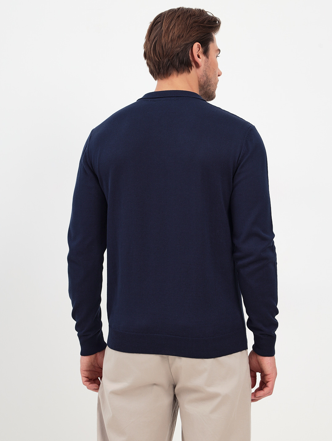 G128-AC060 (т.синий) Джемпер мужской с воротником поло