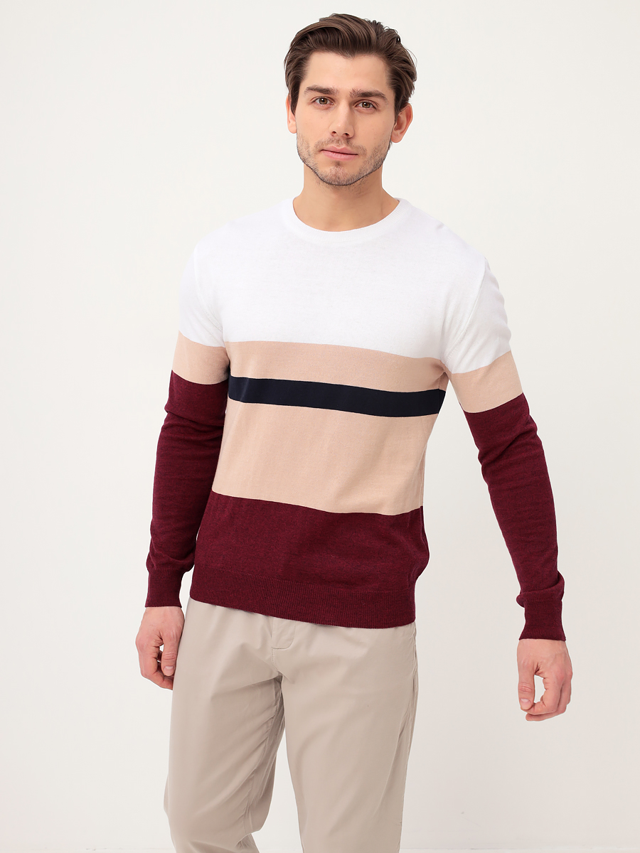 G121-35237-полосы А1(бордо) Джемпер мужской