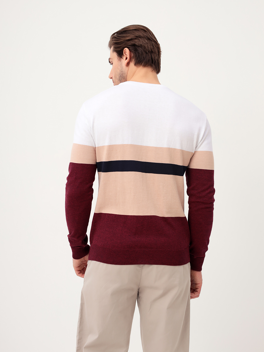 G121-35237-полосы А1(бордо) Джемпер мужской