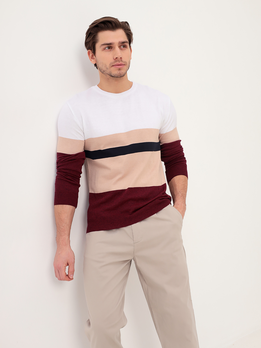 G121-35237-полосы А1(бордо) Джемпер мужской