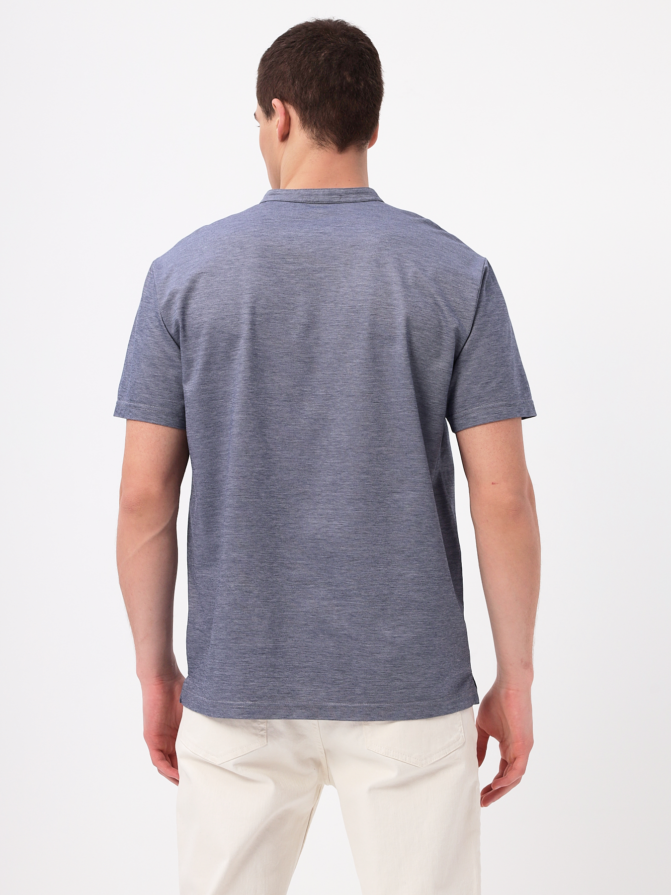 G154-PM4-LT1636 (сине-серый) Джемпер мужской с воротником поло короткий рукав