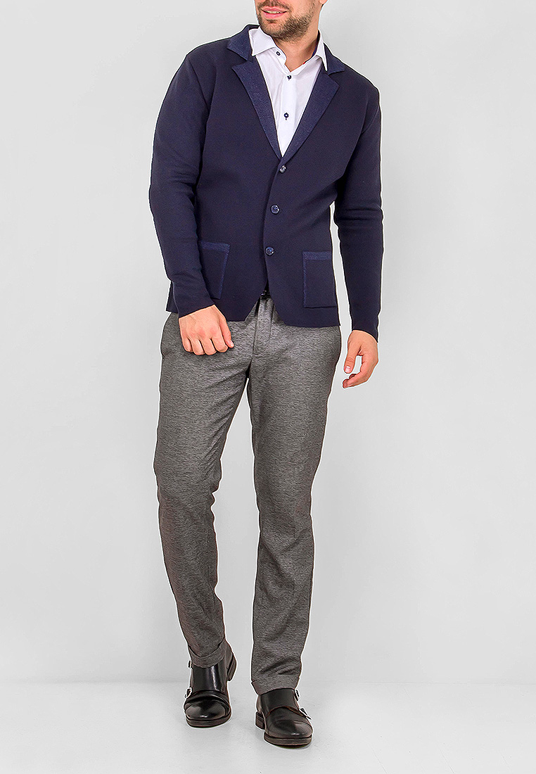 G136-KF-отделка (синий) Кардиган мужской