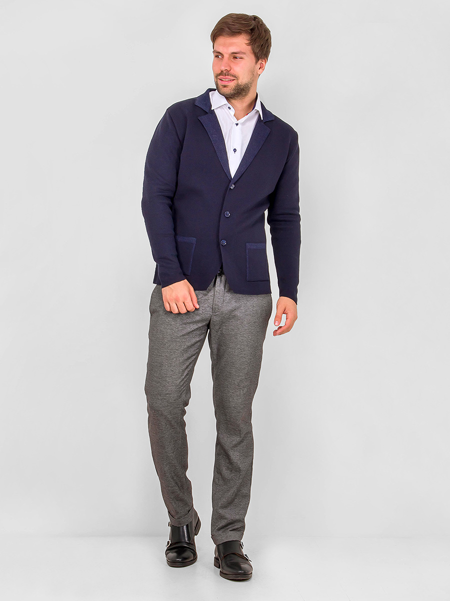 G136-KF-отделка (синий) Кардиган мужской