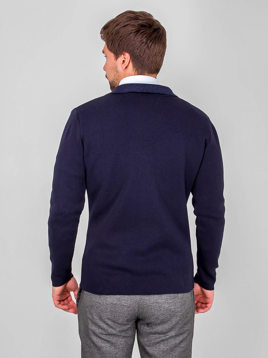 G136-KF-отделка (синий) Кардиган мужской