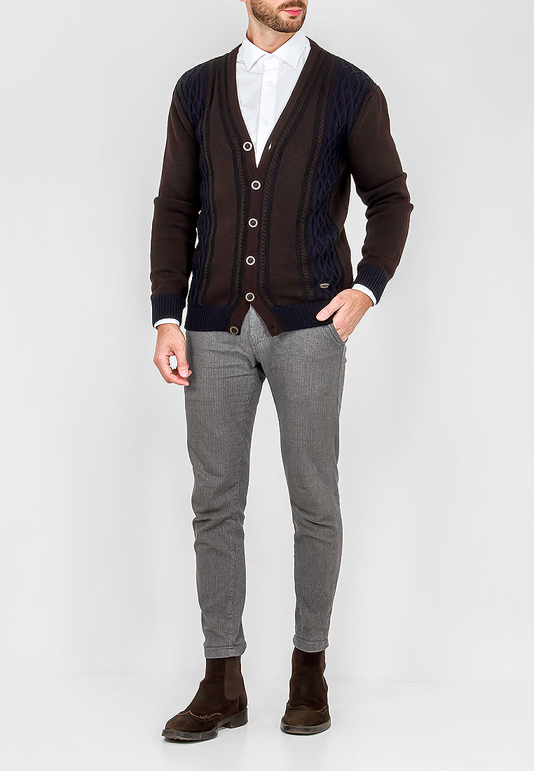 G135-07 цепи D2 (син./корич.) Кардиган мужской