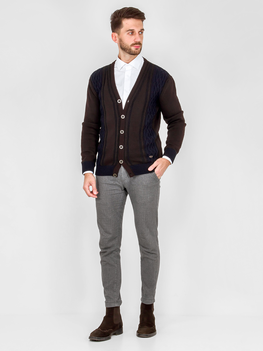 G135-07 цепи D2 (син./корич.) Кардиган мужской