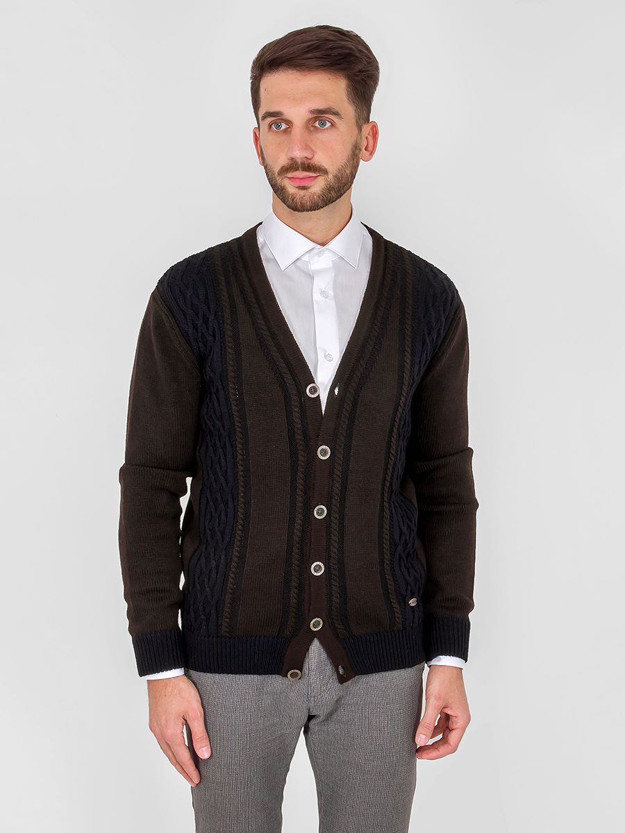 G135-07 цепи D2 (син./корич.) Кардиган мужской