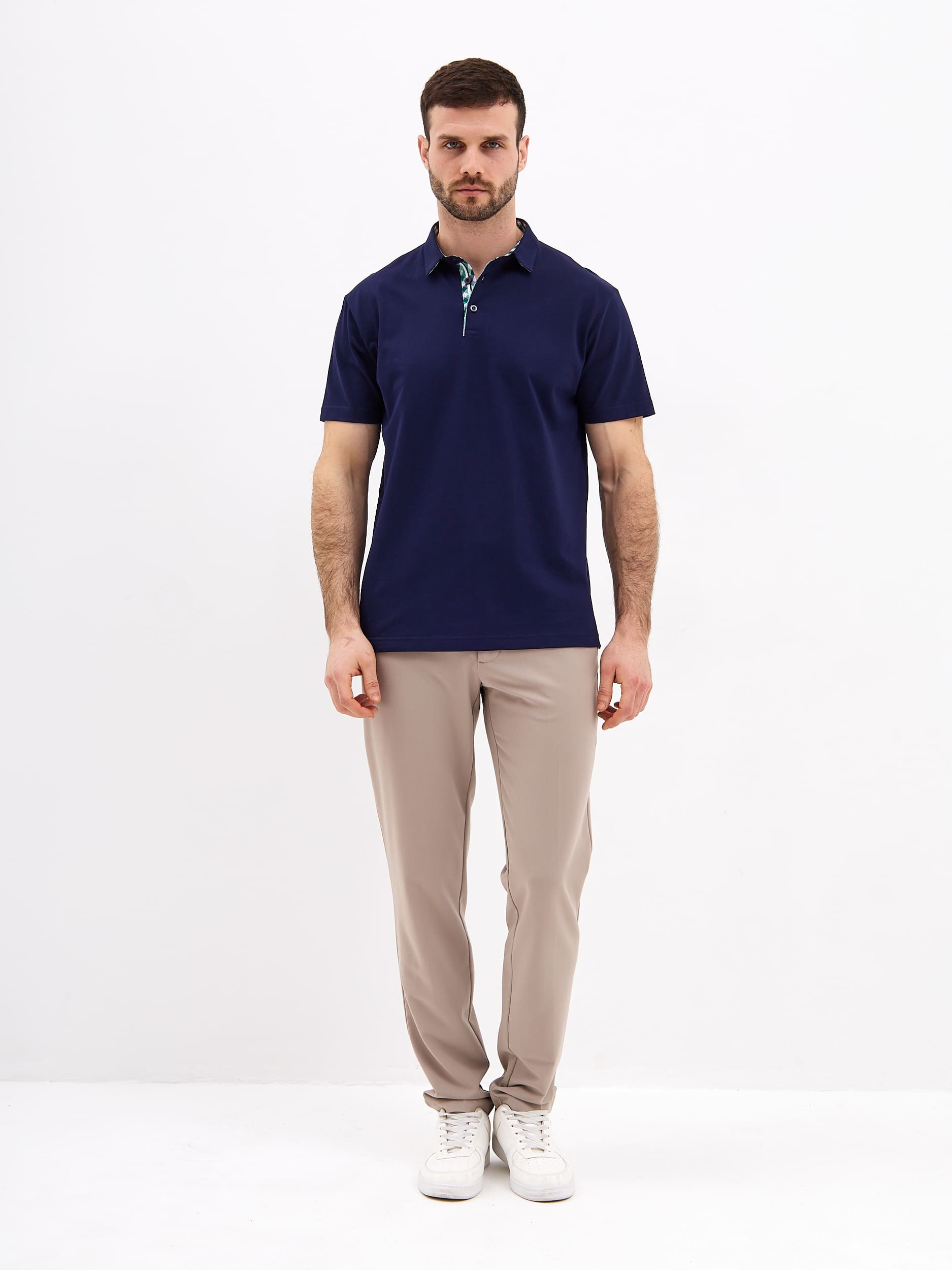 G144-PO124T-SA5105 (синий) Джемпер мужской с воротником поло короткий рукав