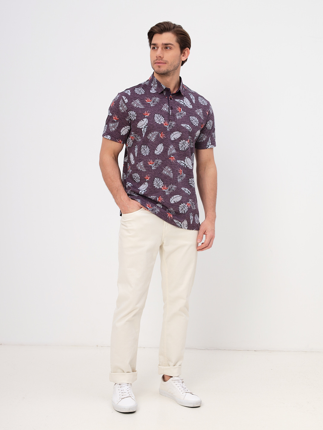 G144-KP1246T-UT17 (лист) Джемпер мужской с воротником поло короткий рукав