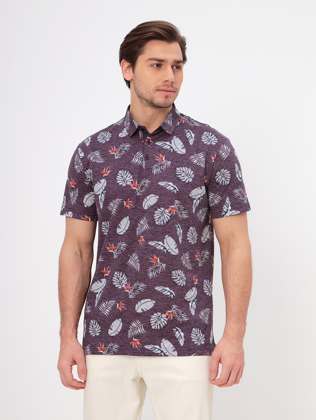 G144-KP1246T-UT17 (лист) Джемпер мужской с воротником поло короткий рукав