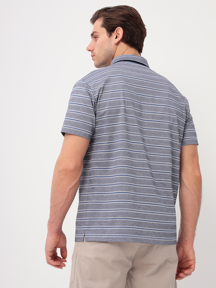G144-PD1246-LT3221(серый полоска) Джемпер мужской с воротником поло короткий рукав