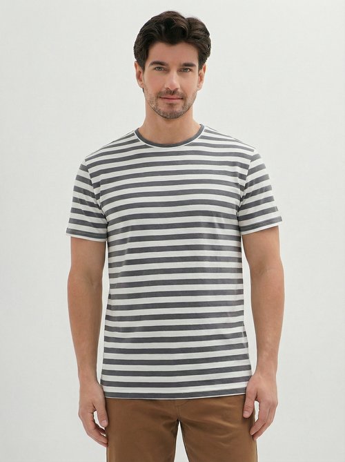 G145-KD-HJ-03-4T (серая полоска) Футболка мужская короткий рукав