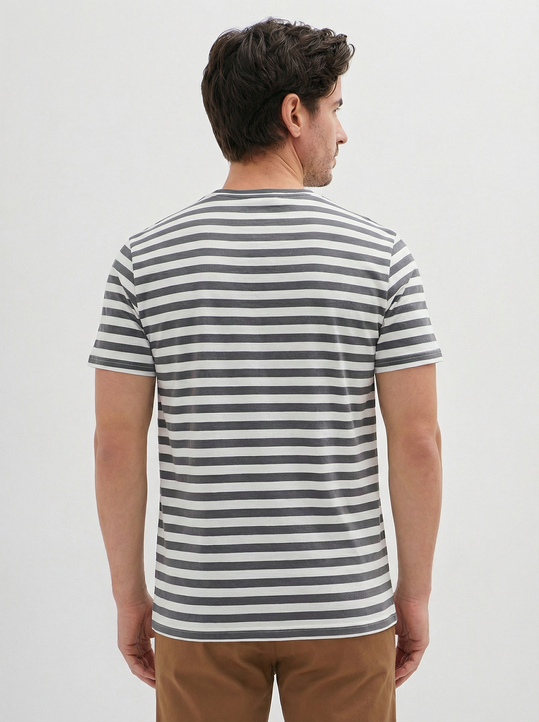 G145-KD-HJ-03-4T (серая полоска) Футболка мужская короткий рукав