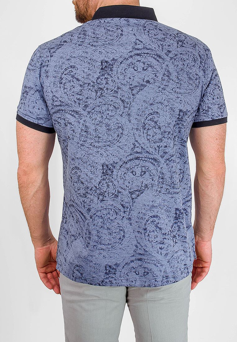 G144-9638-принт (джинс) Джемпер мужской с воротником поло короткий рукав