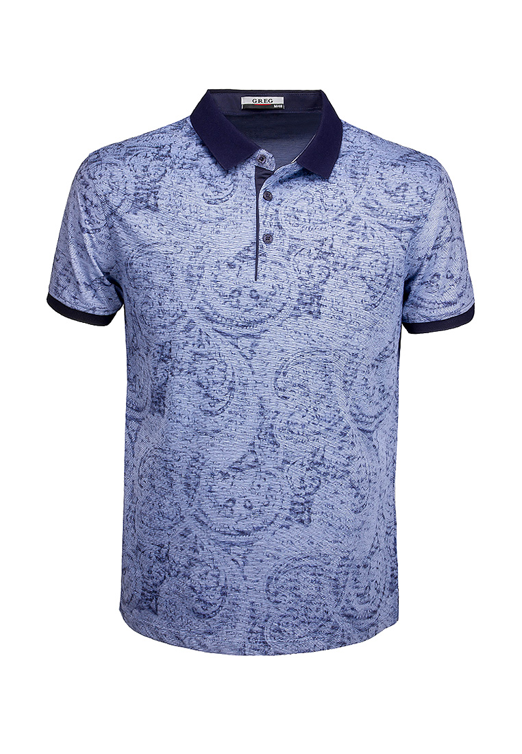 G144-9638-принт (джинс) Джемпер мужской с воротником поло короткий рукав