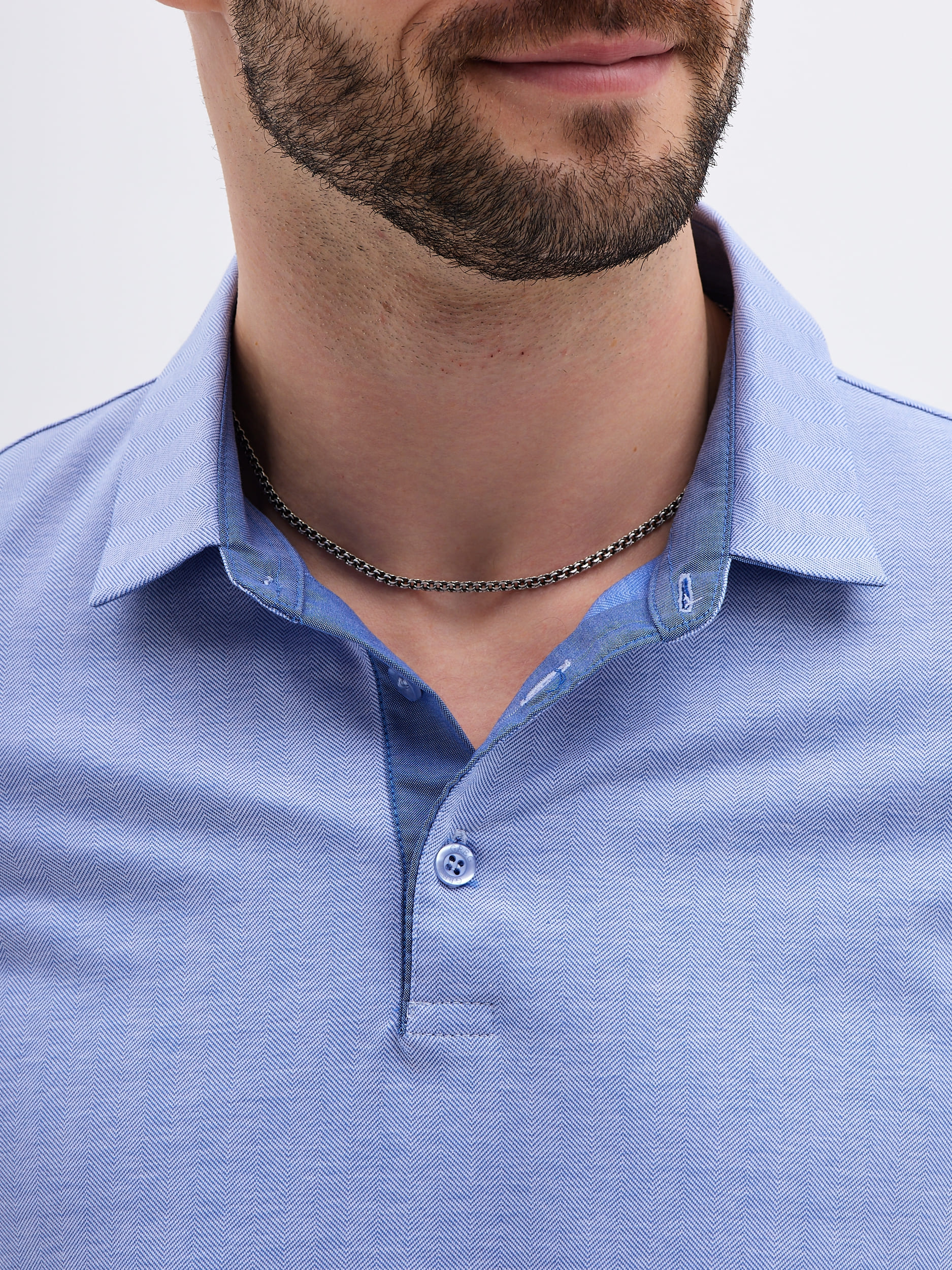 G155-TD1246-LT0414-4 (т.голубой) Джемпер мужской с воротником поло