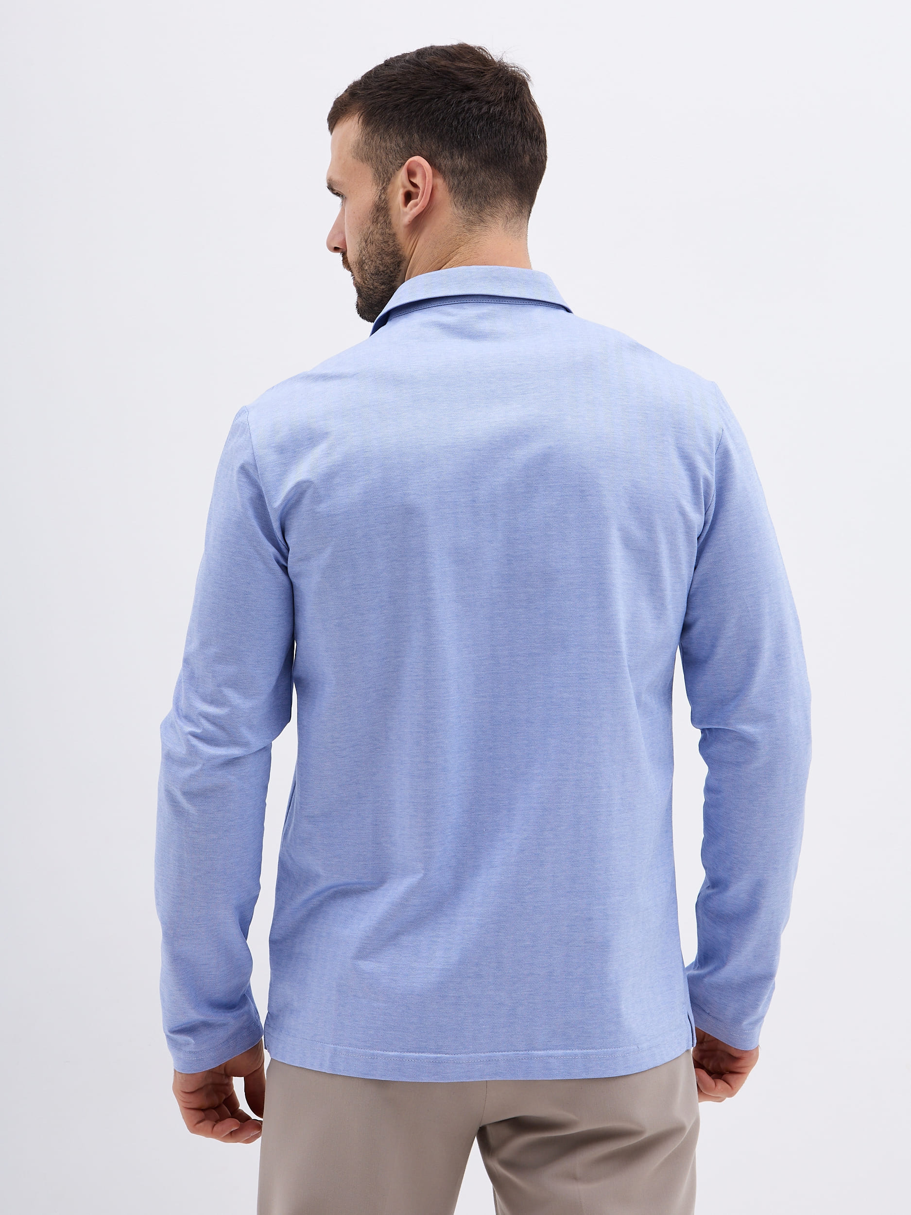 G155-TD1246-LT0414-4 (т.голубой) Джемпер мужской с воротником поло