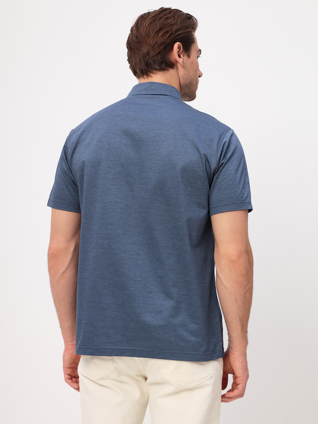 G144-PM12-LT1638 (синий) Джемпер мужской с воротником поло короткий рукав