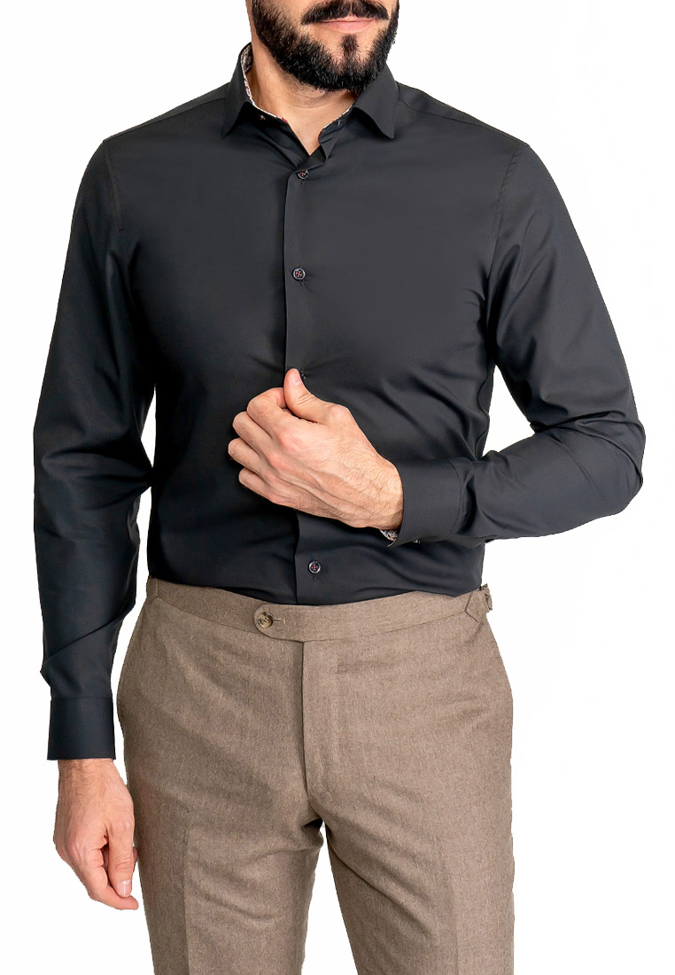 340/139/BLK/ZN/1p Сорочка мужская длинный рукав