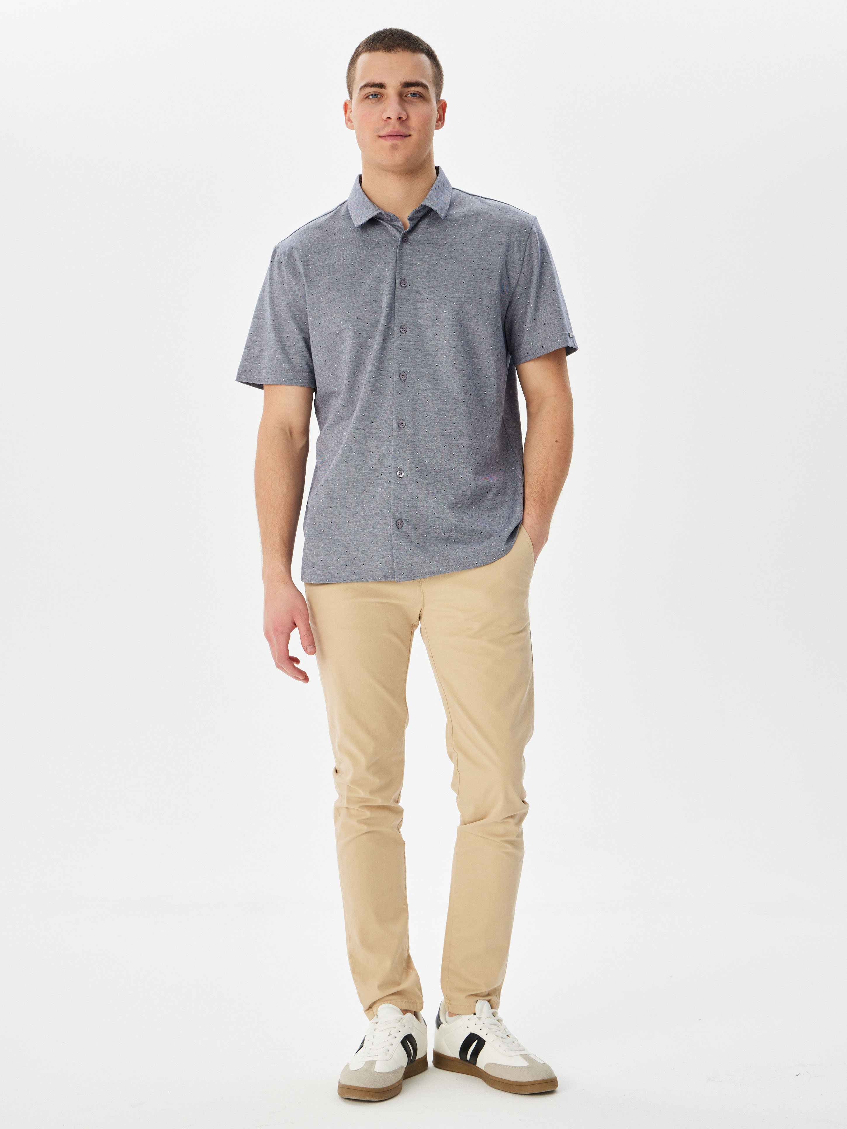 G143-PD-LT0811 (серый) Рубашка трикотажная мужская короткий рукав