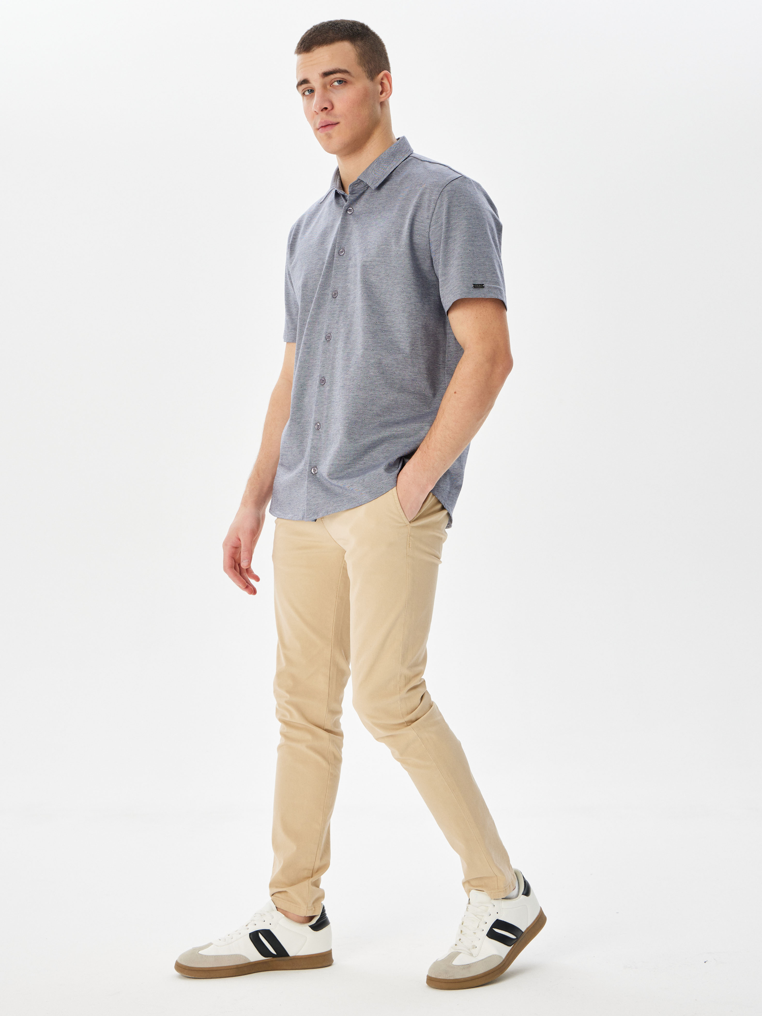 G143-PD-LT0811 (серый) Рубашка трикотажная мужская короткий рукав