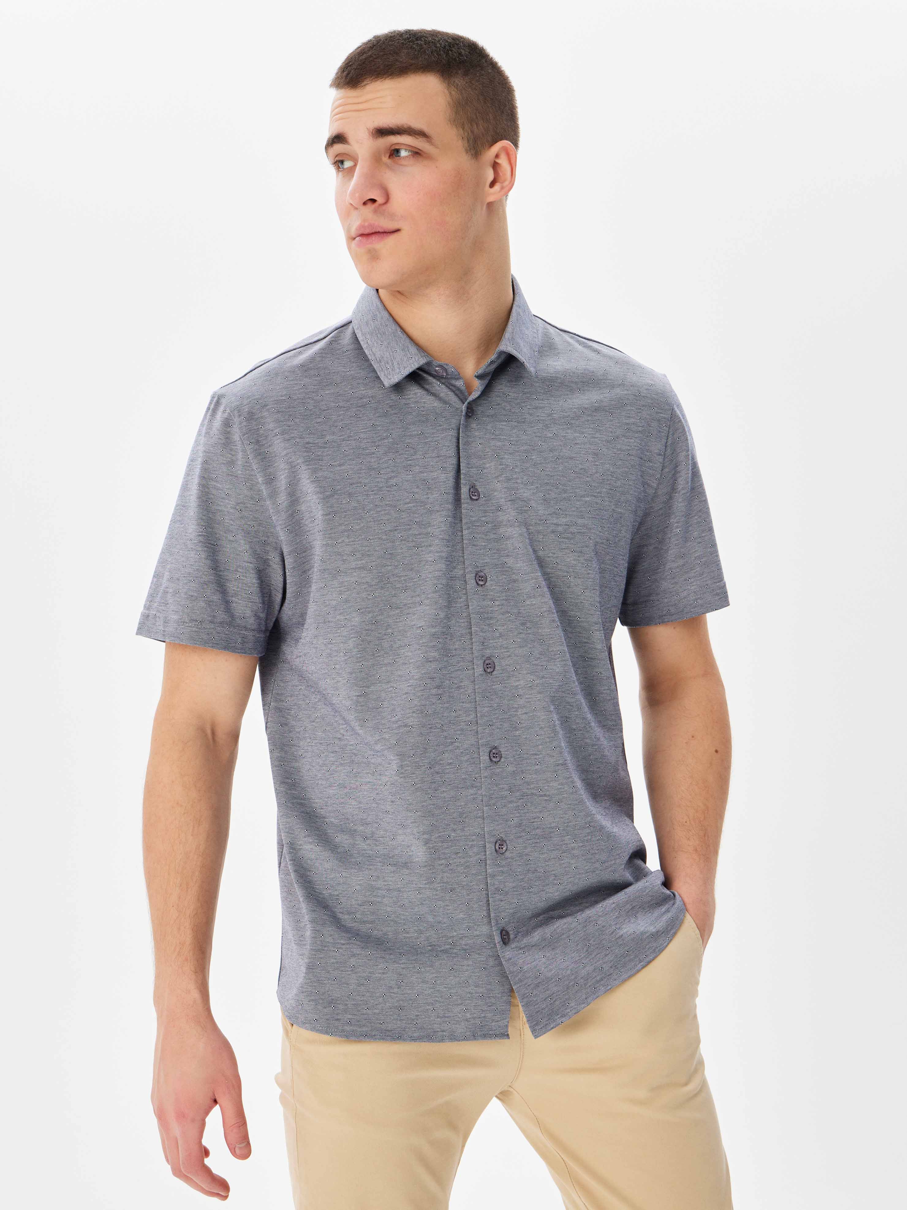 G143-PD-LT0811 (серый) Рубашка трикотажная мужская короткий рукав