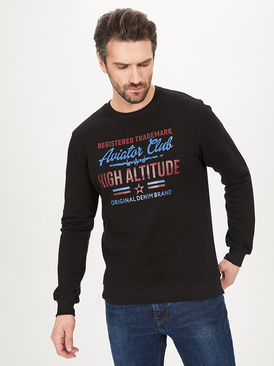 G121-Aviator (чёрный) Свитшот мужской