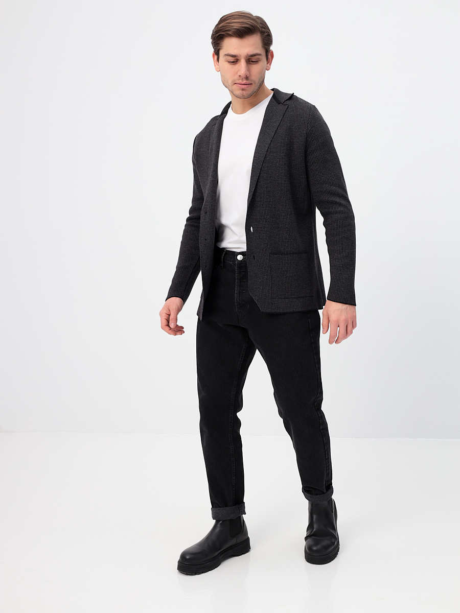 G136-KF-микро Z (т.серый/чёрн.) Кардиган мужской