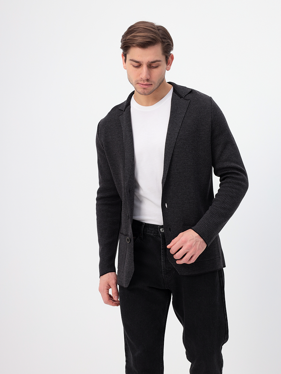 G136-KF-микро Z (т.серый/чёрн.) Кардиган мужской