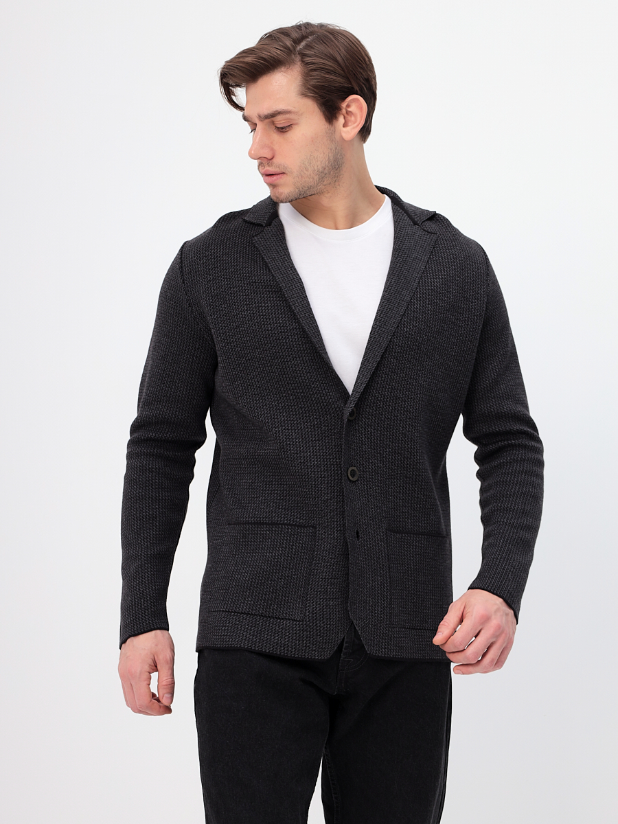 G136-KF-микро Z (т.серый/чёрн.) Кардиган мужской