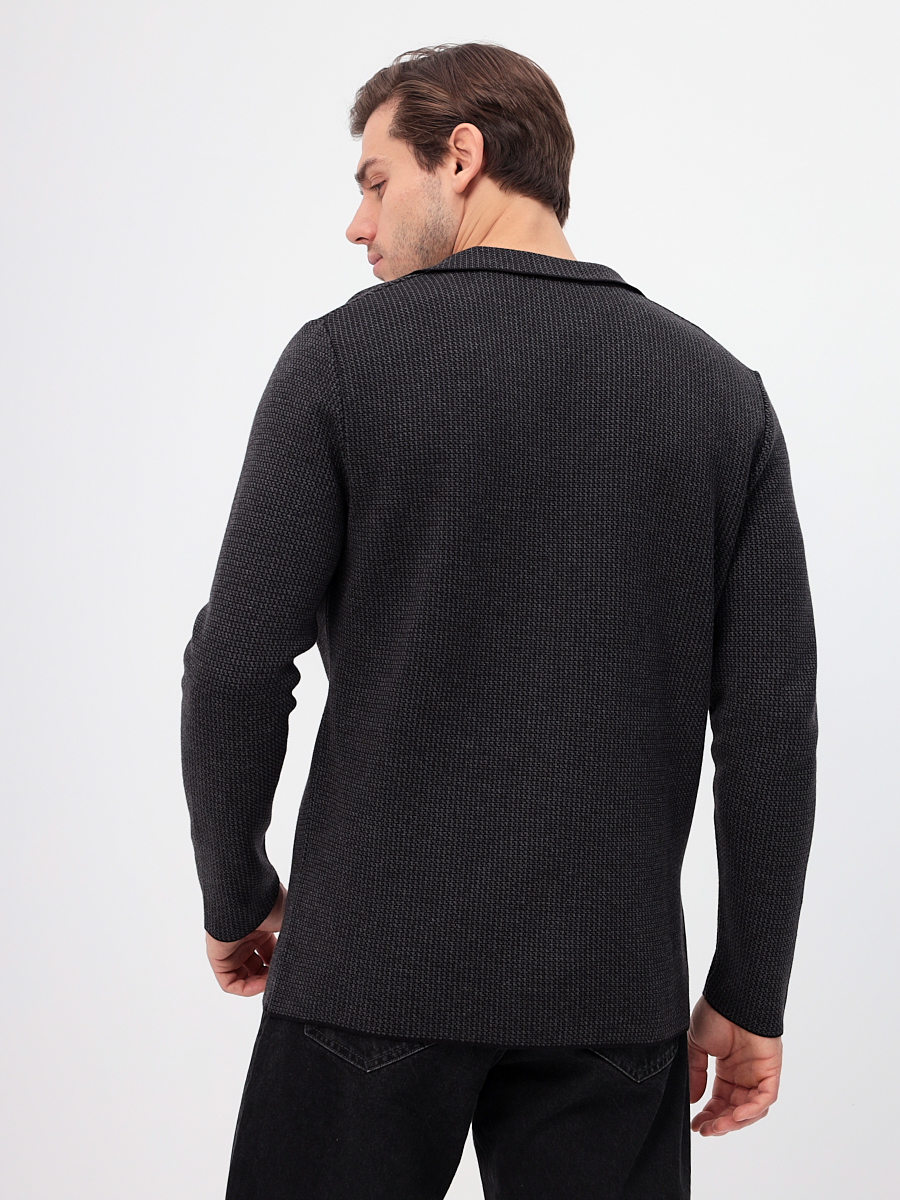 G136-KF-микро Z (т.серый/чёрн.) Кардиган мужской