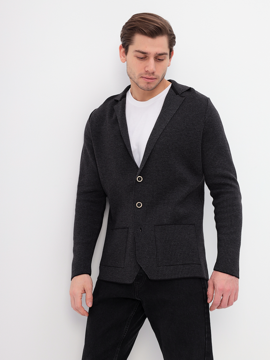 G136-KF-микро Z (т.серый/чёрн.) Кардиган мужской