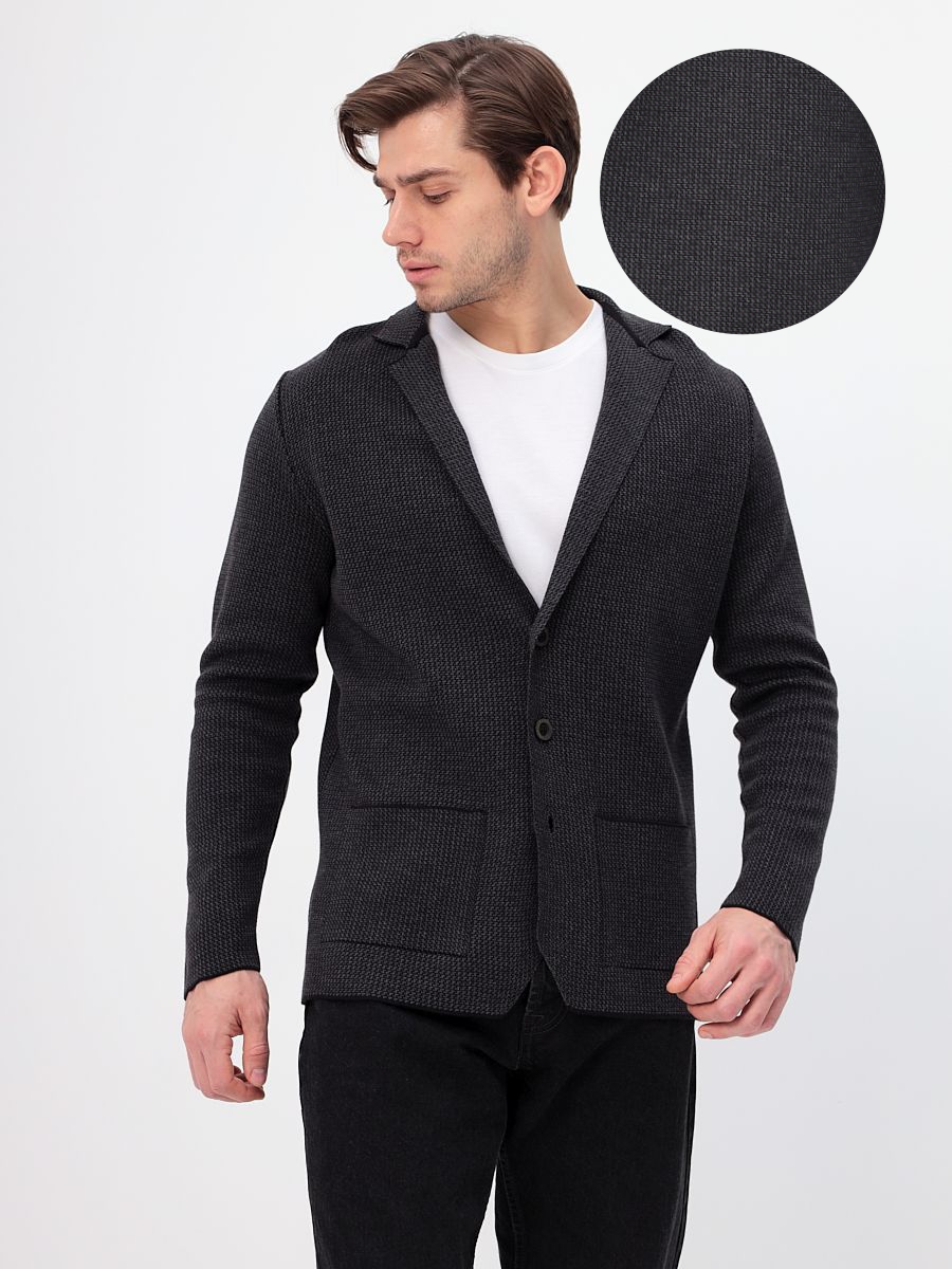 G136-KF-микро Z (т.серый/чёрн.) Кардиган мужской