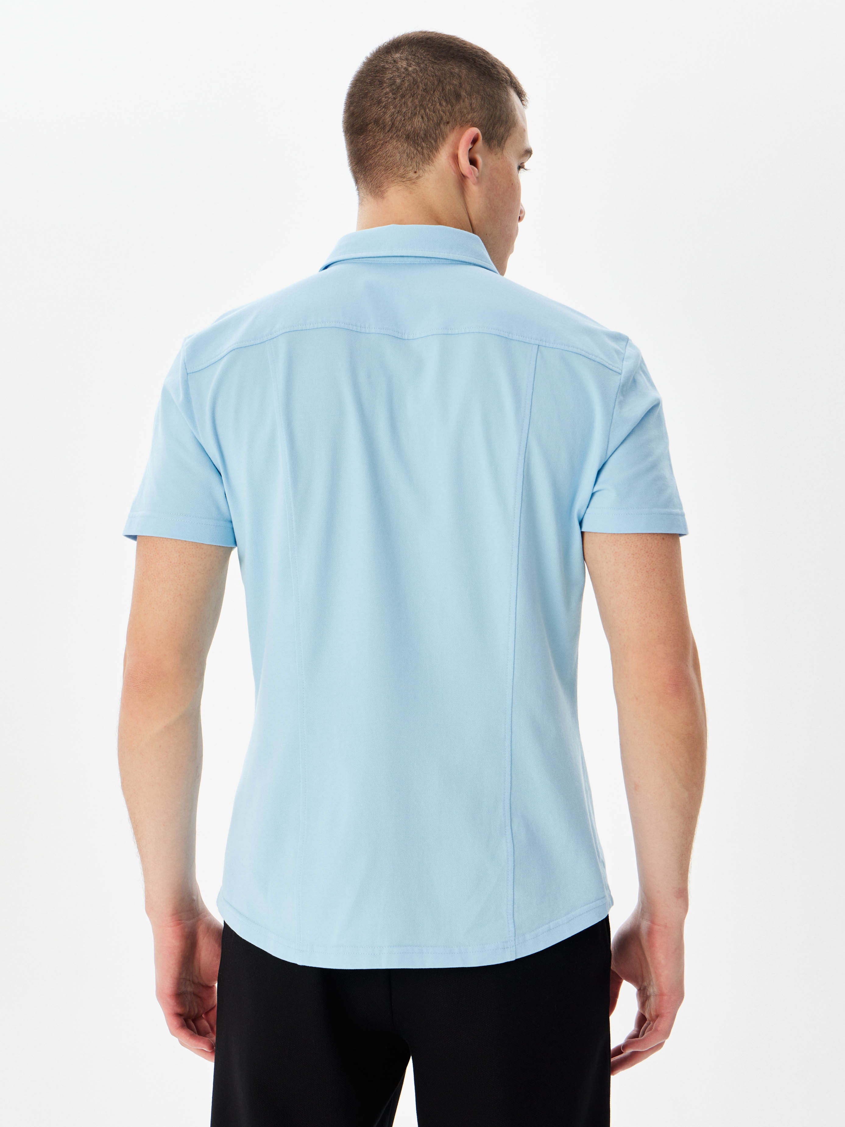 G158ZR-PO1T-SA201 (голубой) Рубашка трикотажная мужская короткий рукав