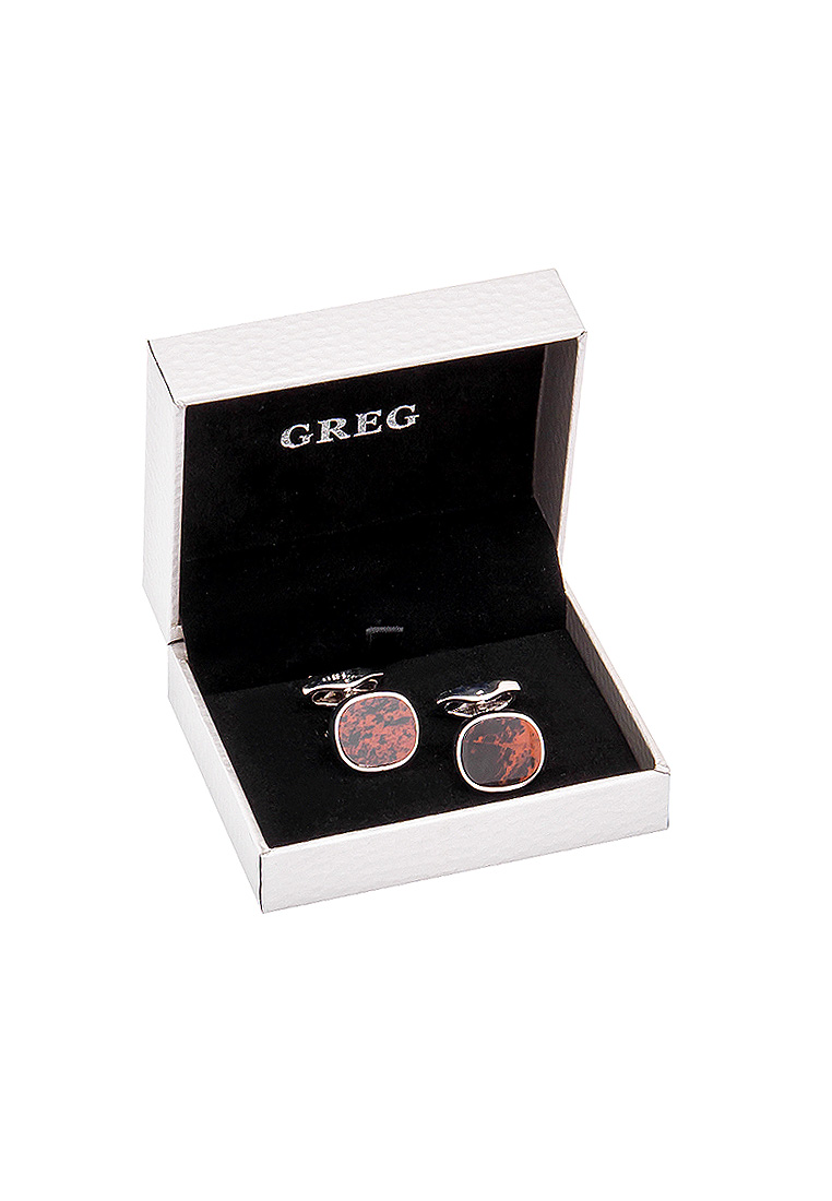 260136 агат Запонки в подарочной коробке