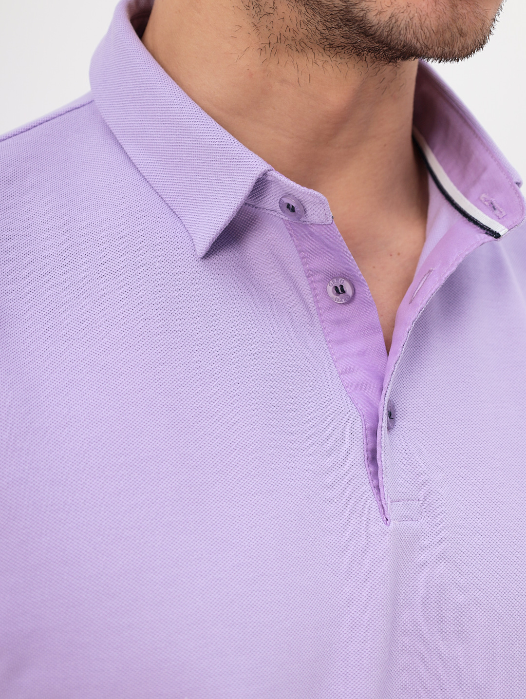 G144-PO1246T-CTP1051 (сиреневый) Джемпер мужской с воротником поло короткий рукав